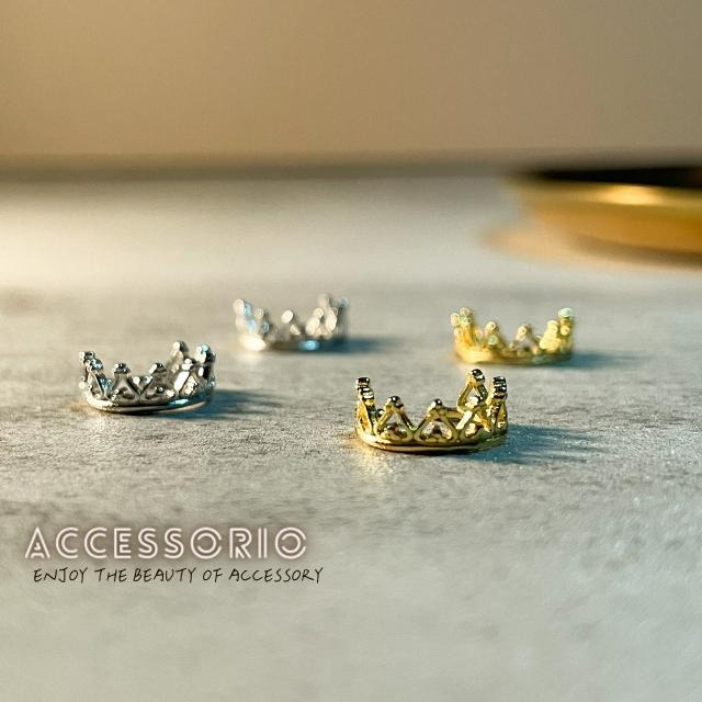 ╶◇╴拾飾 Accessorio 現貨 S925通體純銀鍍14K金 簍空皇冠 耳夾-細節圖4