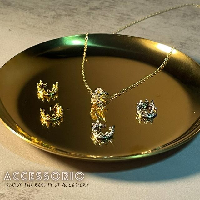 ╶◇╴拾飾 Accessorio 現貨 S925通體純銀鍍14K金 簍空皇冠 耳夾-細節圖6