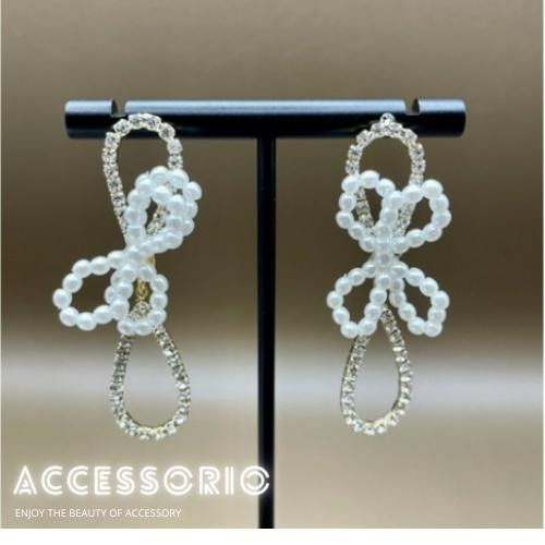 ╶◇╴拾飾 Accessorio 現貨 珍珠雙蝴蝶結耳環