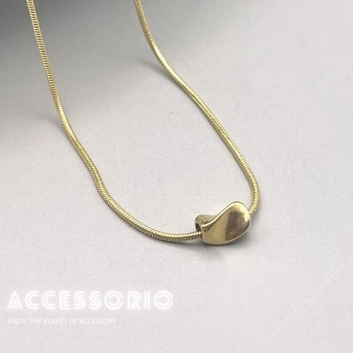 ╶◇╴拾飾 Accessorio 現貨  百搭 簡約 不規則豆 蛇骨項鍊-細節圖2