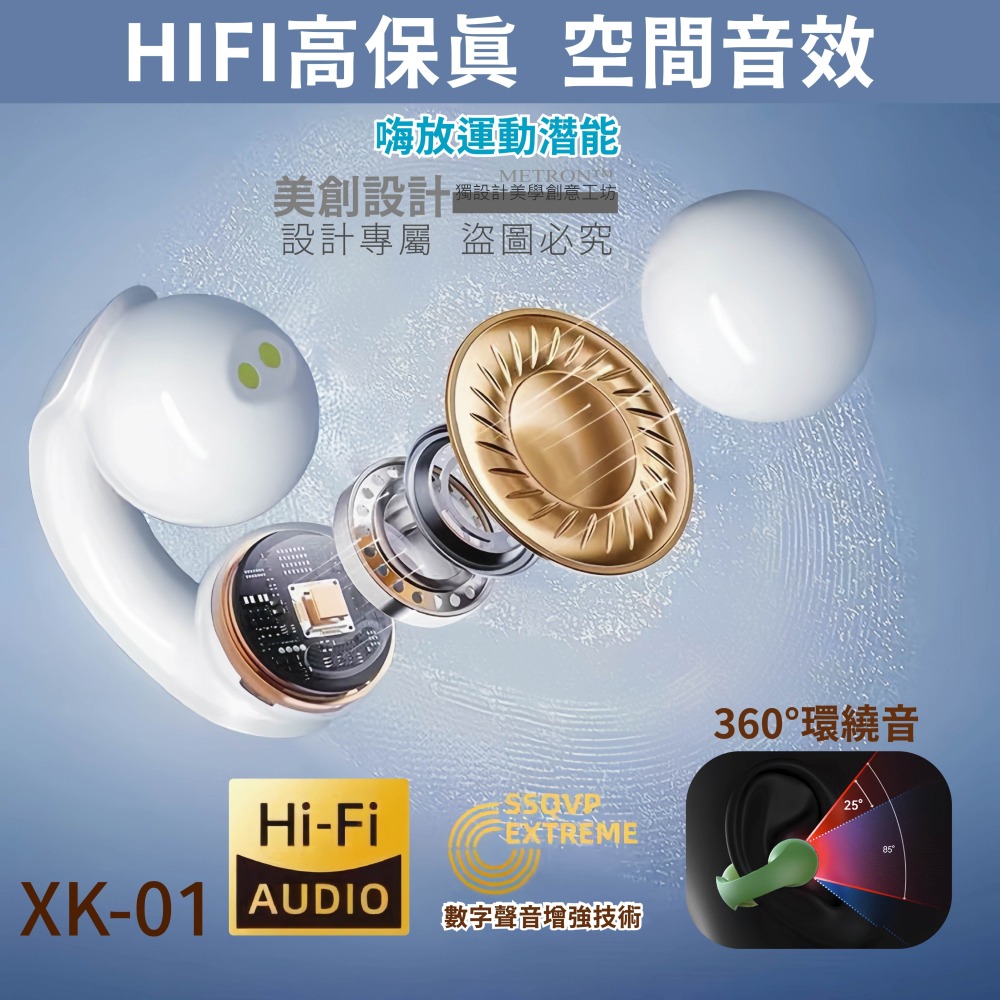 METRON XK01 真無線 高保真 MP3耳機 藍牙耳機 二合一播放模式 立體聲 降噪 高清通話 取出即連-細節圖6