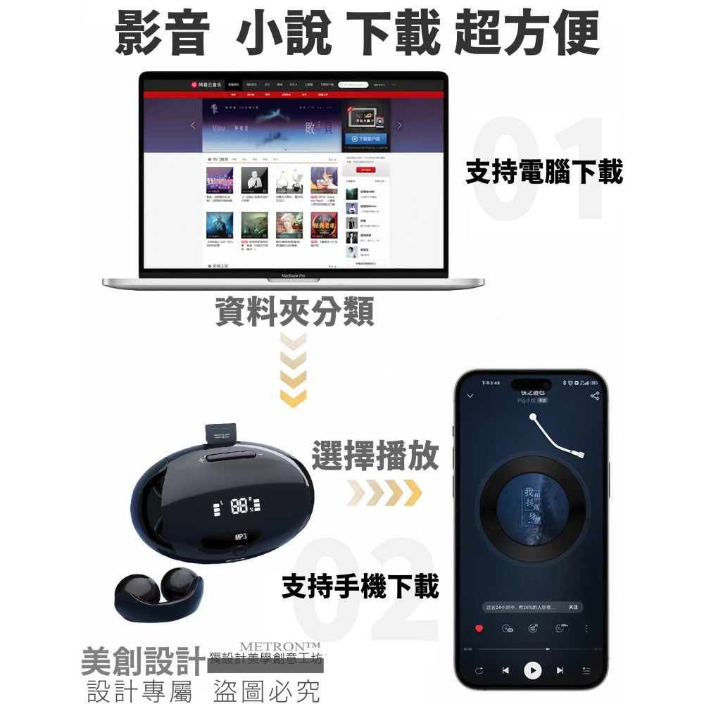 XK01 真無線 MP3耳機 藍牙耳機高保真  二合一播放模式 立體聲 降噪 高清通話 取出即連-細節圖11