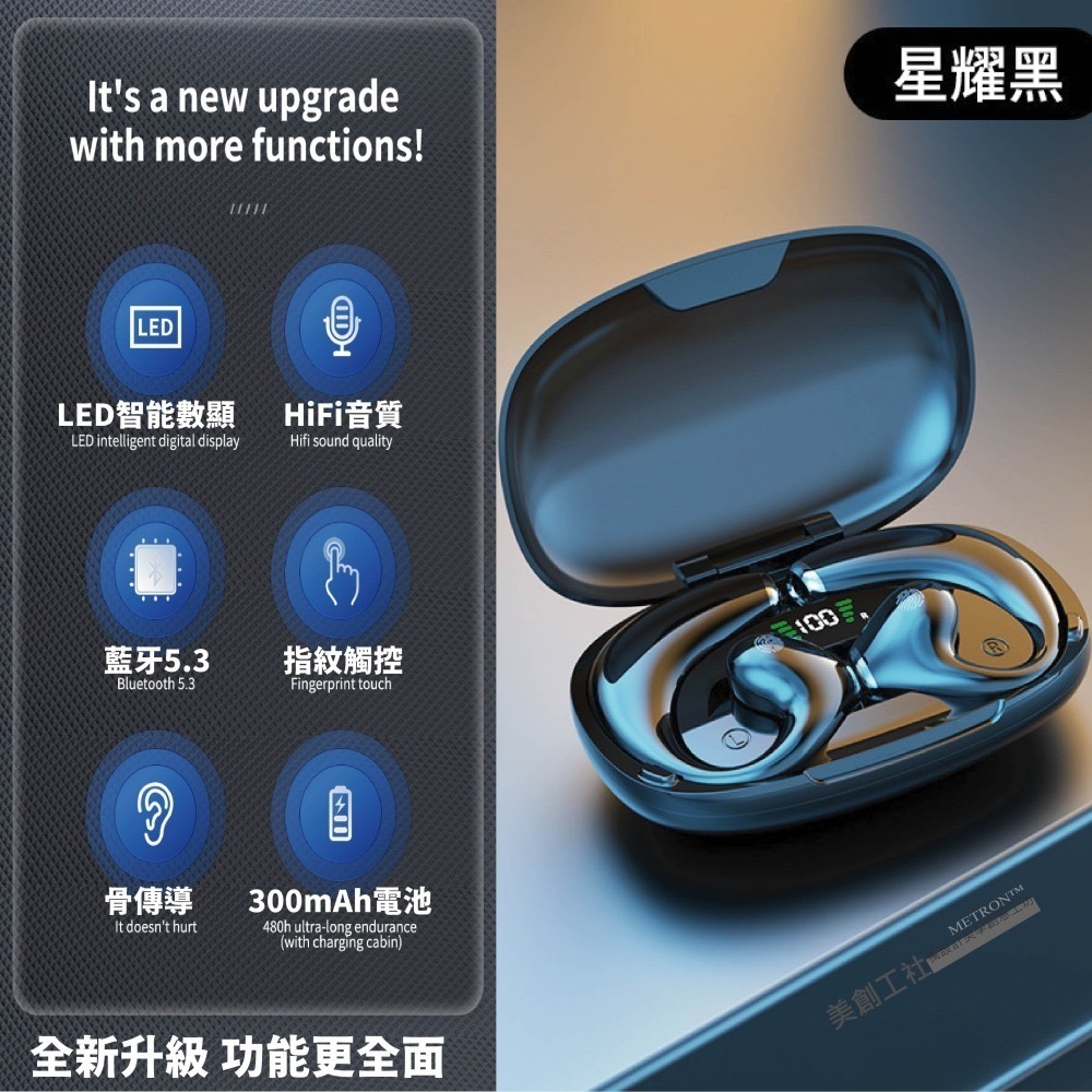 RD23耳掛式 藍牙耳機 9D立體聲 骨傳導 不入耳 耳機80mAh長續航 METRON 快速出貨 質量保証-細節圖9