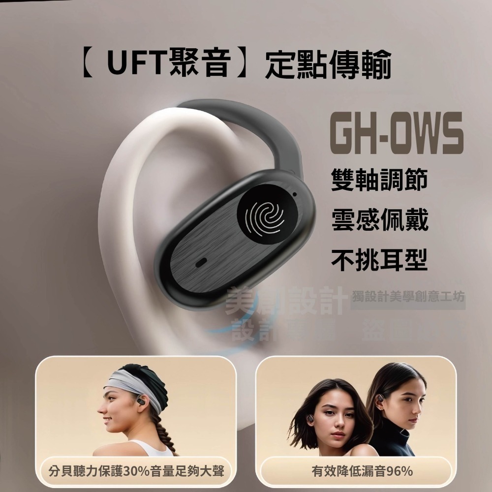 GH-OWS最新BT5.49藍牙耳機 兩耳藍牙支援獨立配對 單耳8H連續播放 1200豪安充電艙 180度旋轉雲感佩戴-細節圖5