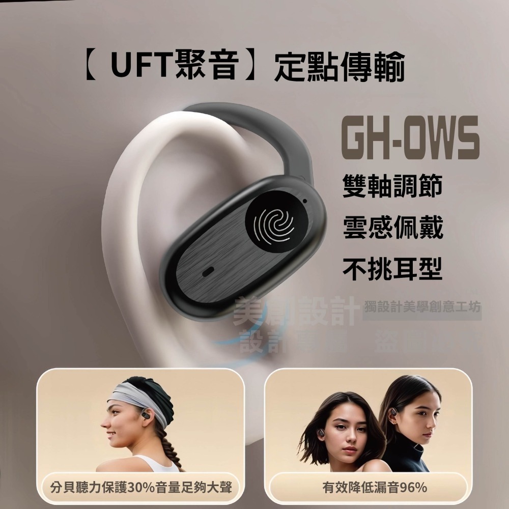 GH-OWS最新BT5.49藍牙耳機 兩耳藍牙支援獨立配對 單耳8H連續播放 1200豪安充電艙 180度旋轉雲感佩戴-細節圖5