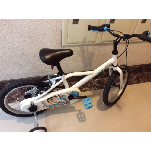 迪卡儂16吋兒童腳踏車有輔助輪（二手）加贈britax汽車安全座椅（二手）