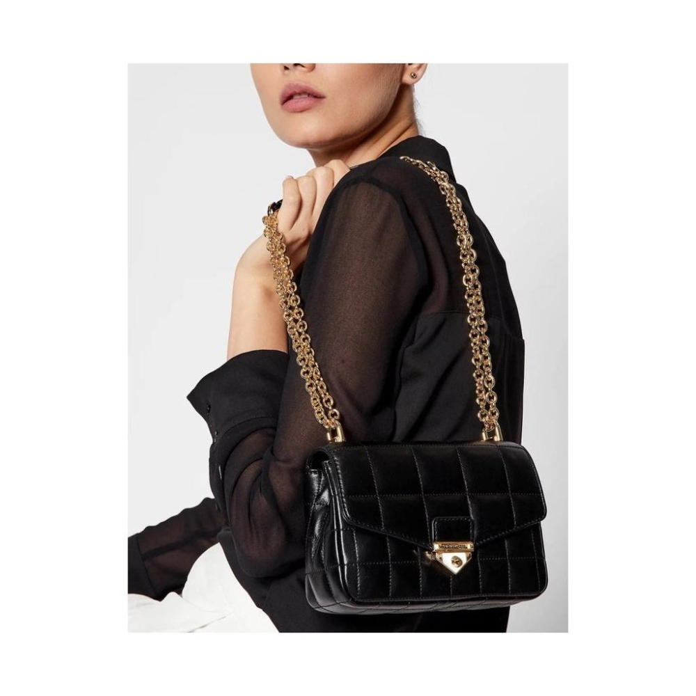 MICHAEL KORS 絎縫皮質單肩鏈帶手提包 Logo-Engraved Quilted Shoulder Bag-細節圖6