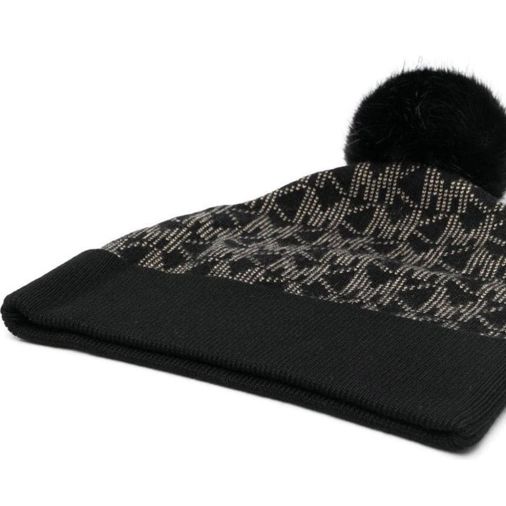 MICHAEL KORS 經典Logo女士針織帽 黑色 Bold Dot Beanie-細節圖2