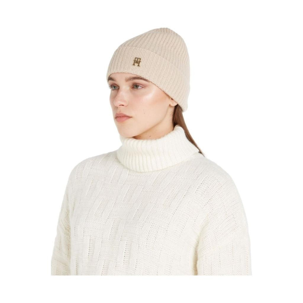 TOMMY HILFIGER CHIC BEANIE BEIGE WOMENS-細節圖3