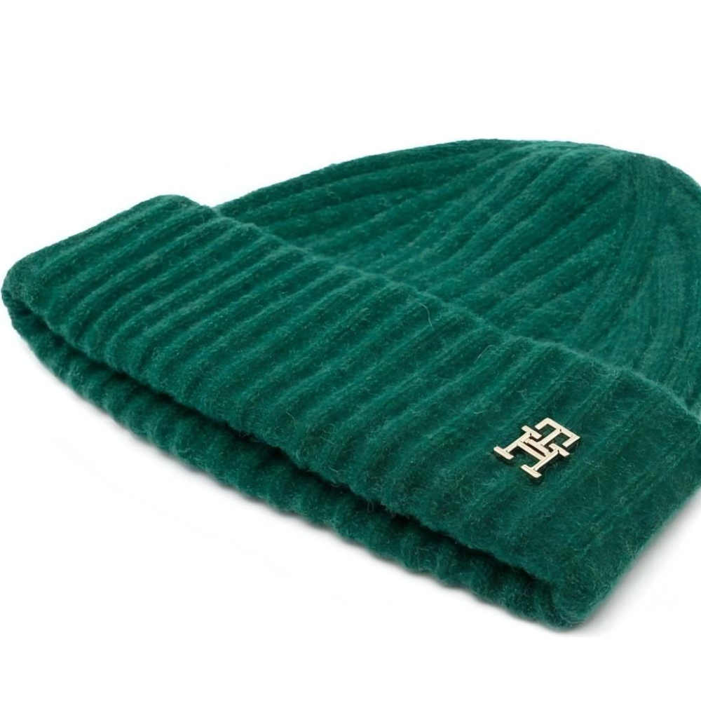 TOMMY HILFIGER FLUFFY BEANIE GREEN WOMENS-細節圖2