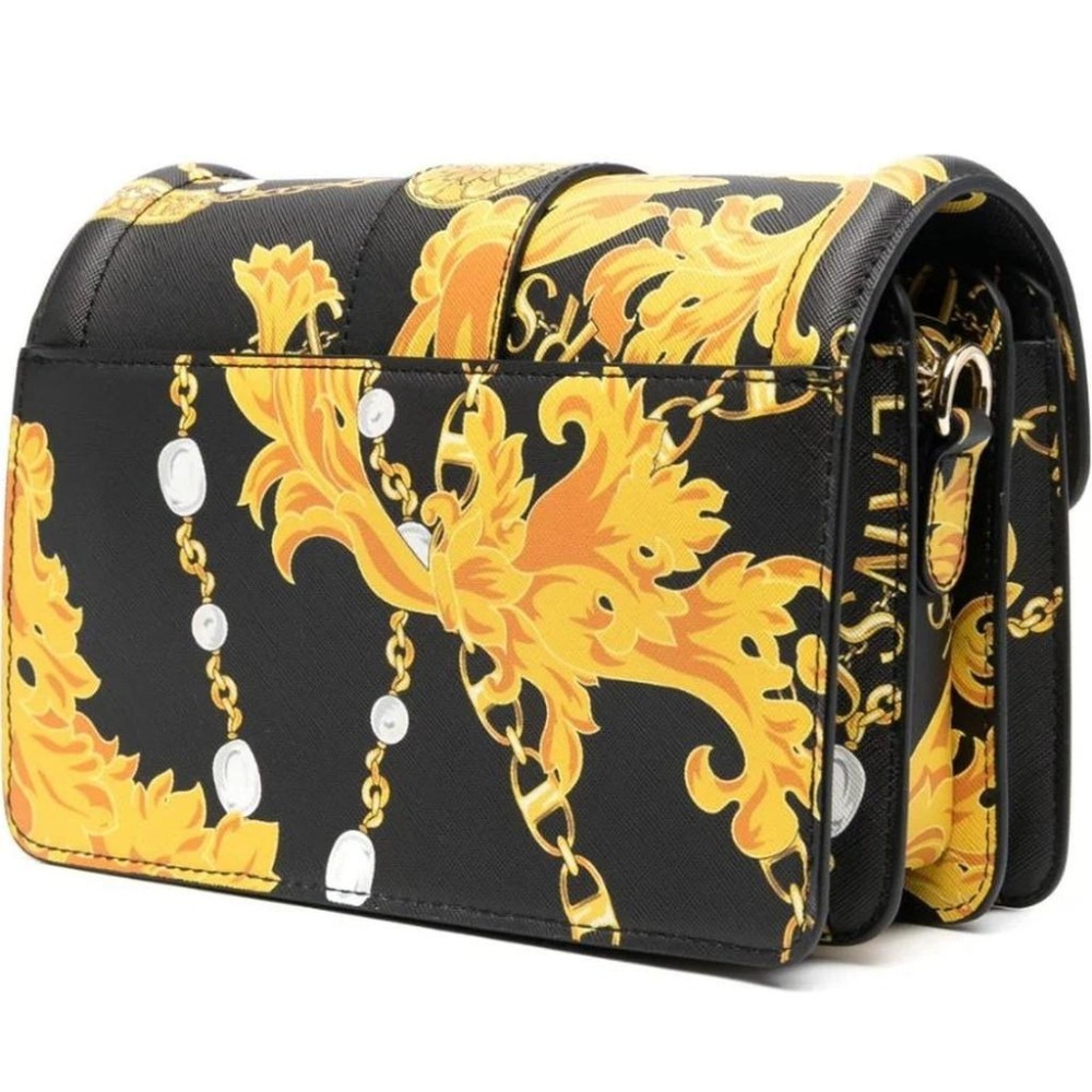 VERSACE JEANS COUTURE A SPALLA BAG BLACK GOLD WOMENS-細節圖4