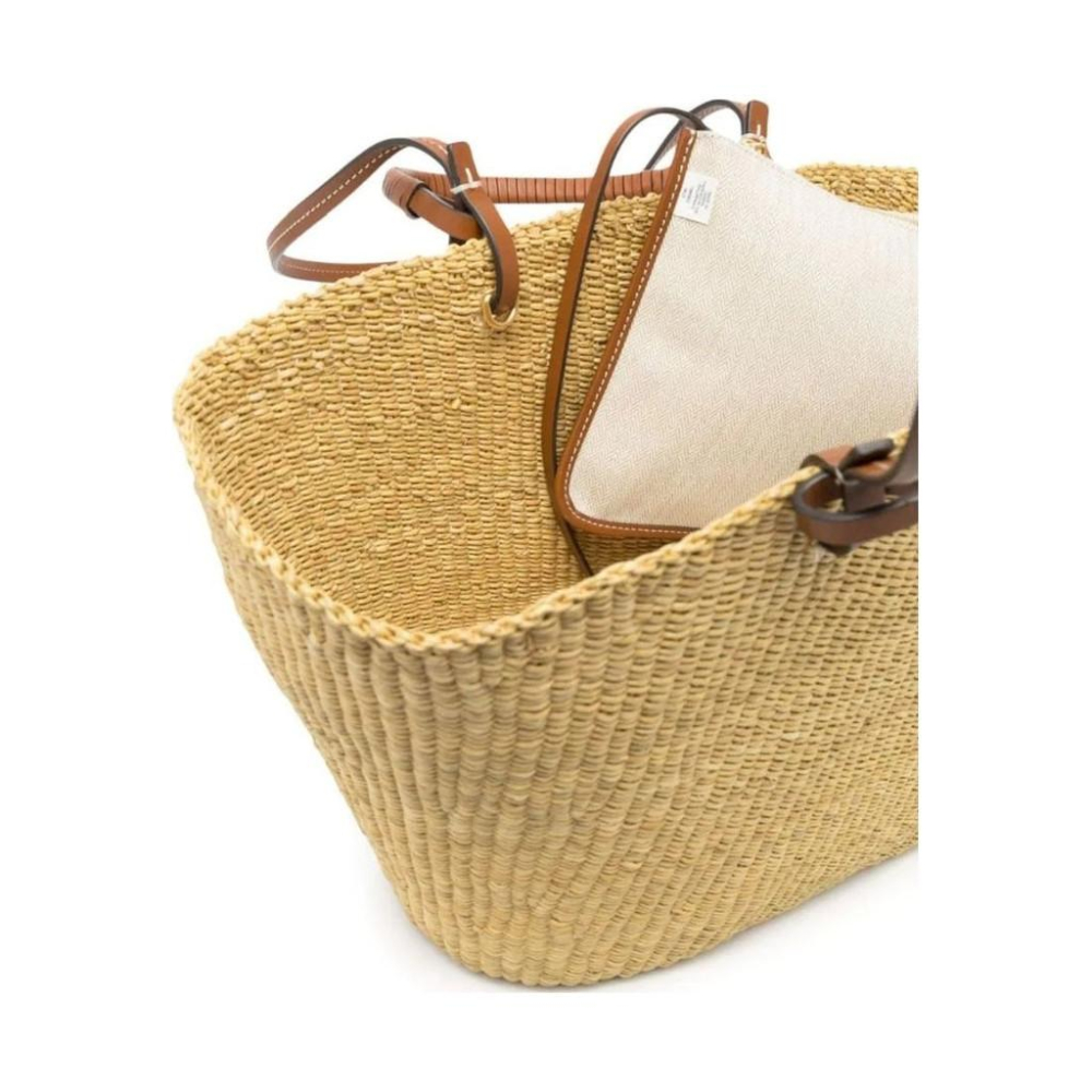 TORY BURCH ELLA STRAW BASKET TOTE BEIGE WOMENS-細節圖3