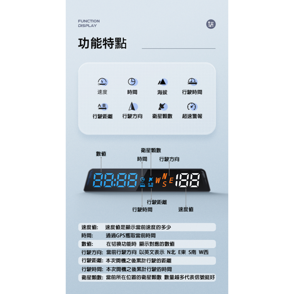 老車救星!! HUD H500G GPS抬頭顯示器 顯示儀錶 高清車載碼錶 海拔儀 車速 時間 里程 適用於全部車型-細節圖6