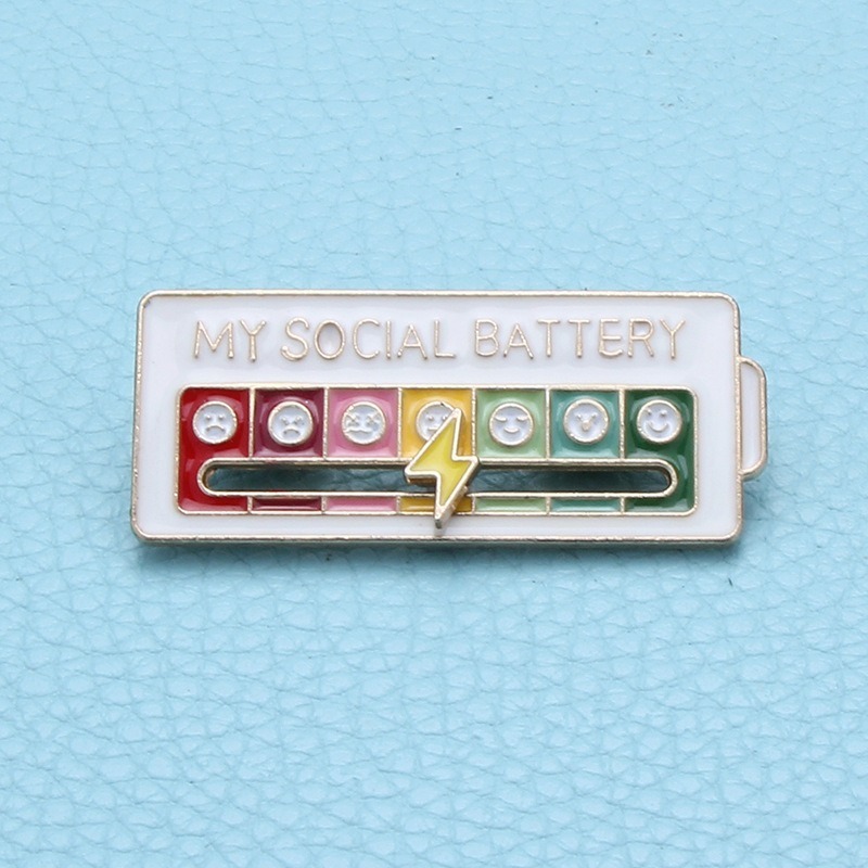 【星辰小物 抖音爆款】小紅書同款 心情電量胸針 社恐必備 社交達人 胸針 別針 心情指示計 心情溫度計 小飾品-細節圖7