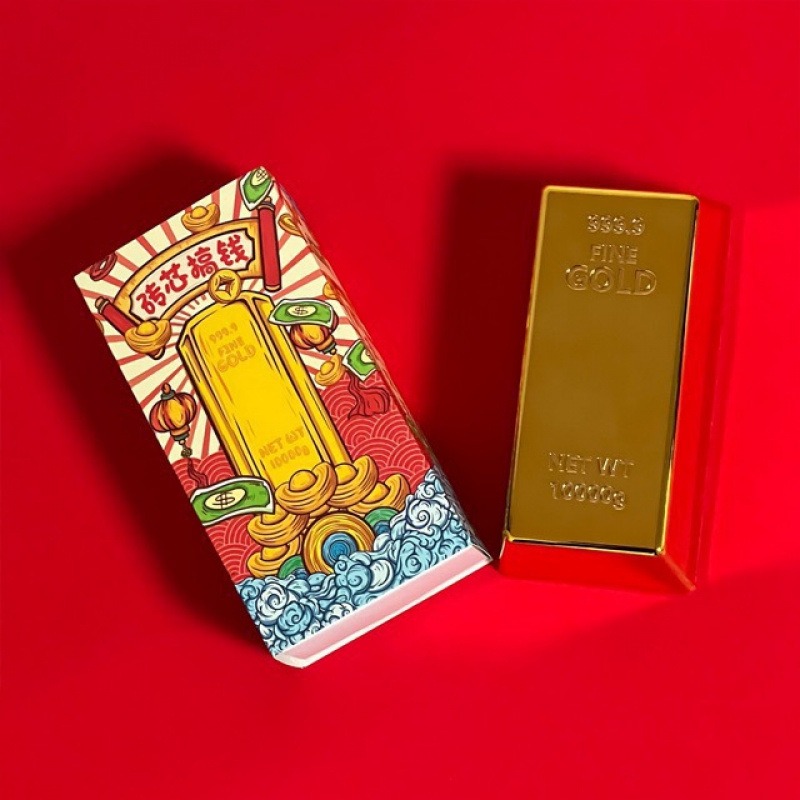 【星辰小物 抖音爆款】 小紅書同款 金磚紅包盒 金磚 創意紅包盒 紅包盒 壓歲錢黃金盒 創意壓歲錢盒 黃金紙盒 交換禮物-細節圖3