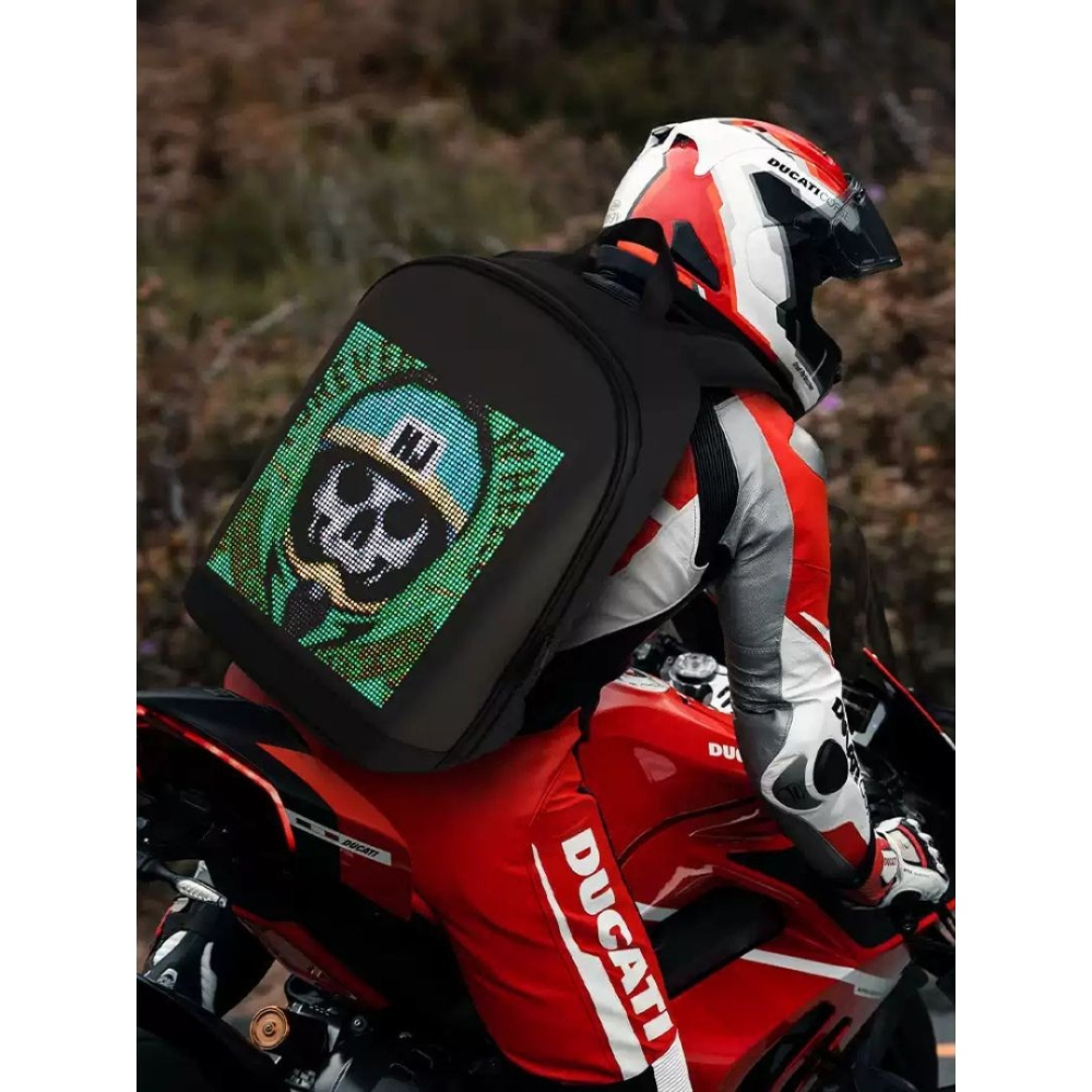 【星辰小物 抖音爆款】小紅書同款 LED個性背包 機車背包 音樂祭 遊行 選舉 個性化背包 螢幕 電腦包 平板包-細節圖2