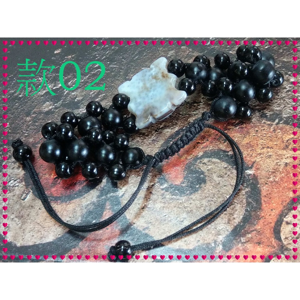 【家蓁香】精選 天然西藏九頁岩老礦 原礦 羊眼板珠 天眼石 天珠 純手工編織手鏈 男女款  (DN-款02)-細節圖2
