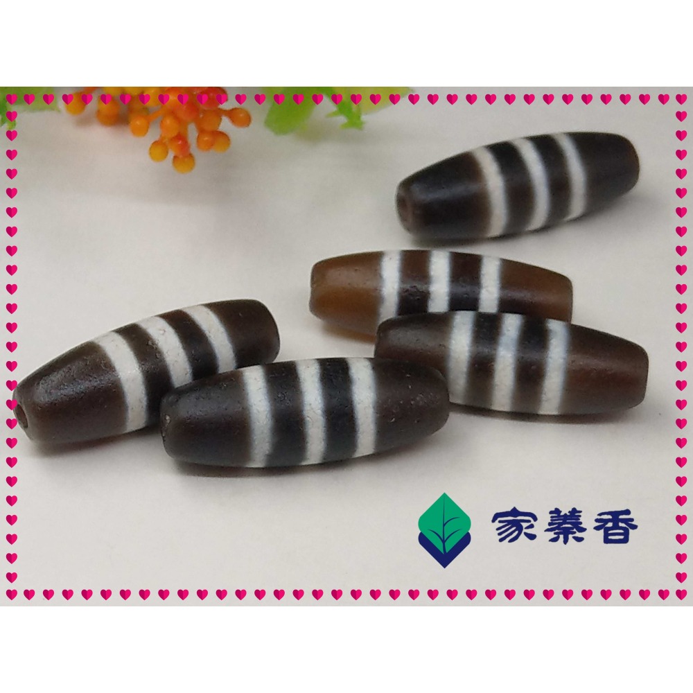 家蓁香】 西藏老礦純天然『28*10mm』 老線珠天珠男女款項鏈單珠5顆一組 