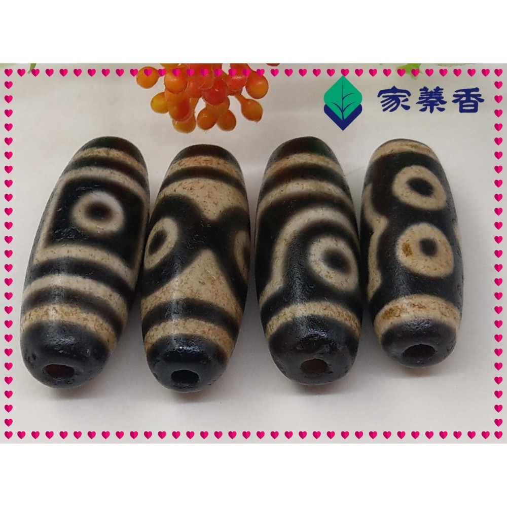 【家蓁香】 西藏老礦 純天然 『28*10mm』 老牙黃二 三 四眼天珠 男女款項鏈單珠四顆一組 (D-1-3)-細節圖2