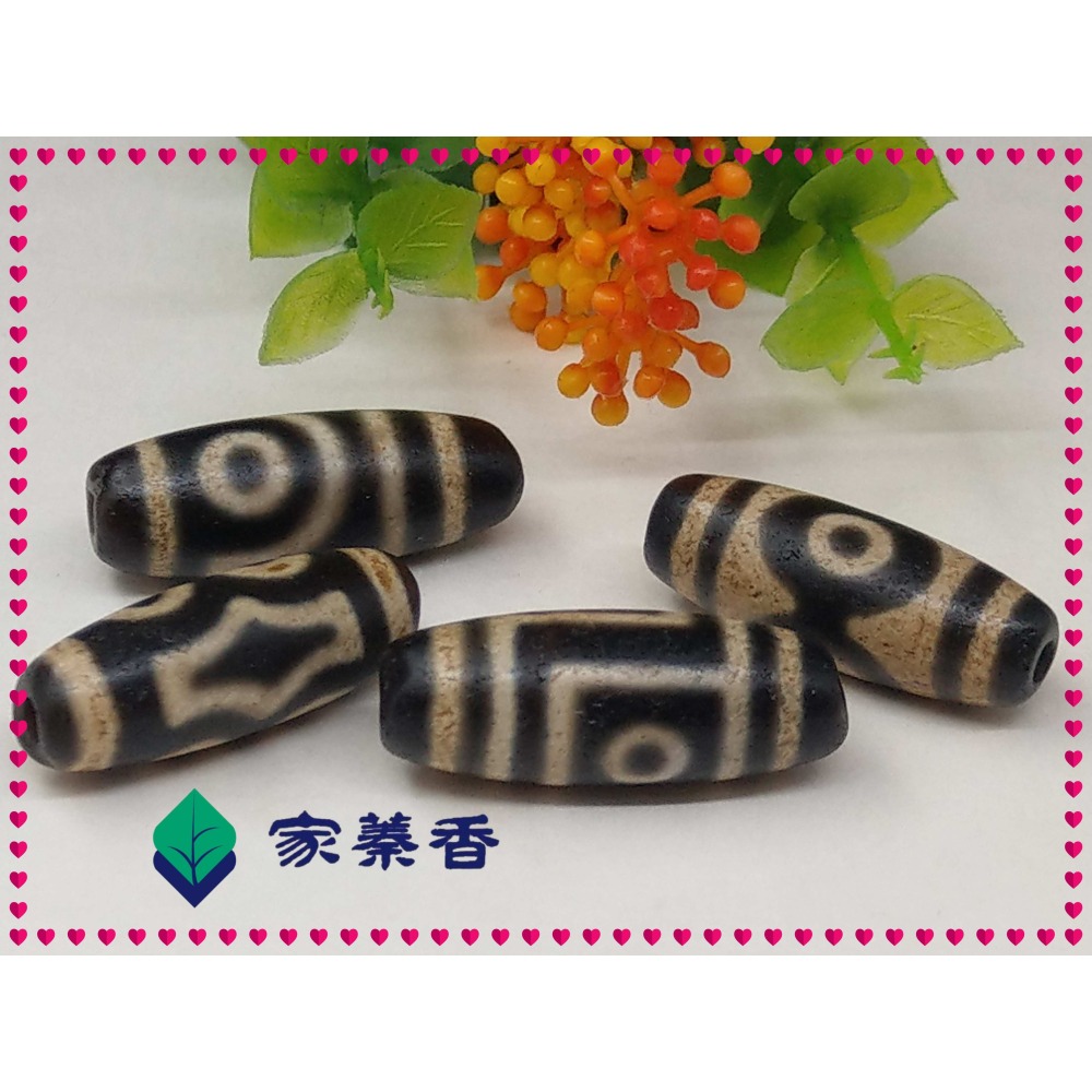 【家蓁香】 西藏老礦 純天然 『28*10mm』 老牙黃二 三 四眼天珠 男女款項鏈單珠四顆一組 (D-1-3)-細節圖7