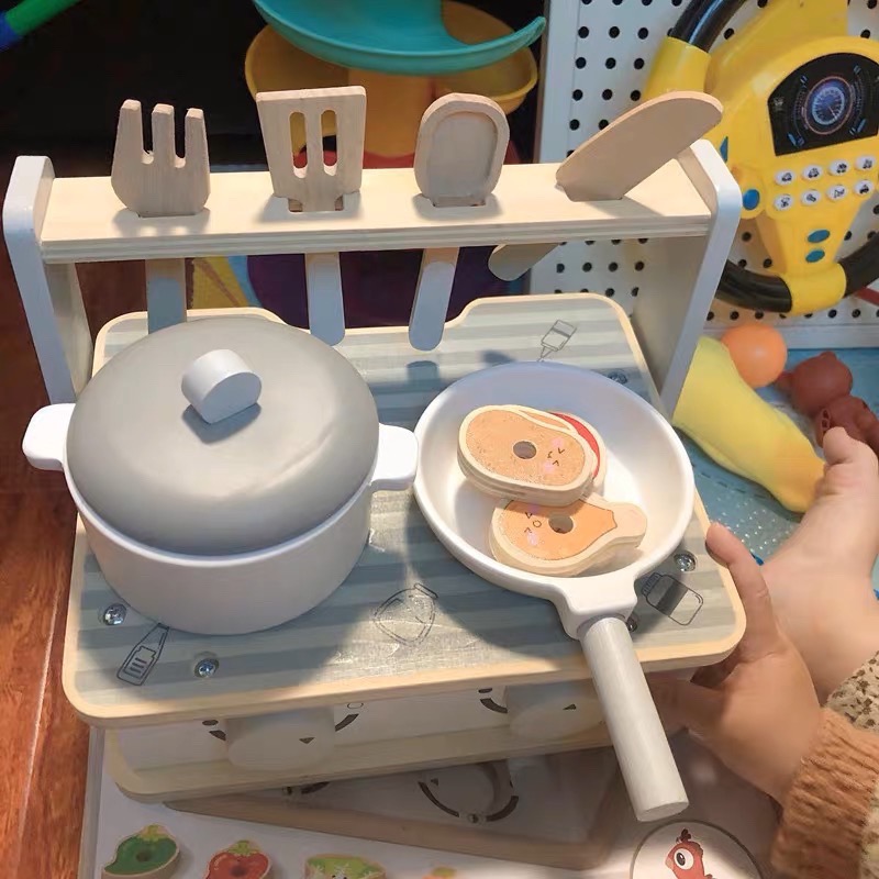 Chubbybaby 兒童木頭玩具 烤肉玩具 廚房玩具 辦家家酒 家家酒玩具 煮飯玩具 兒童玩具 木頭玩具 蔬菜玩具-細節圖5