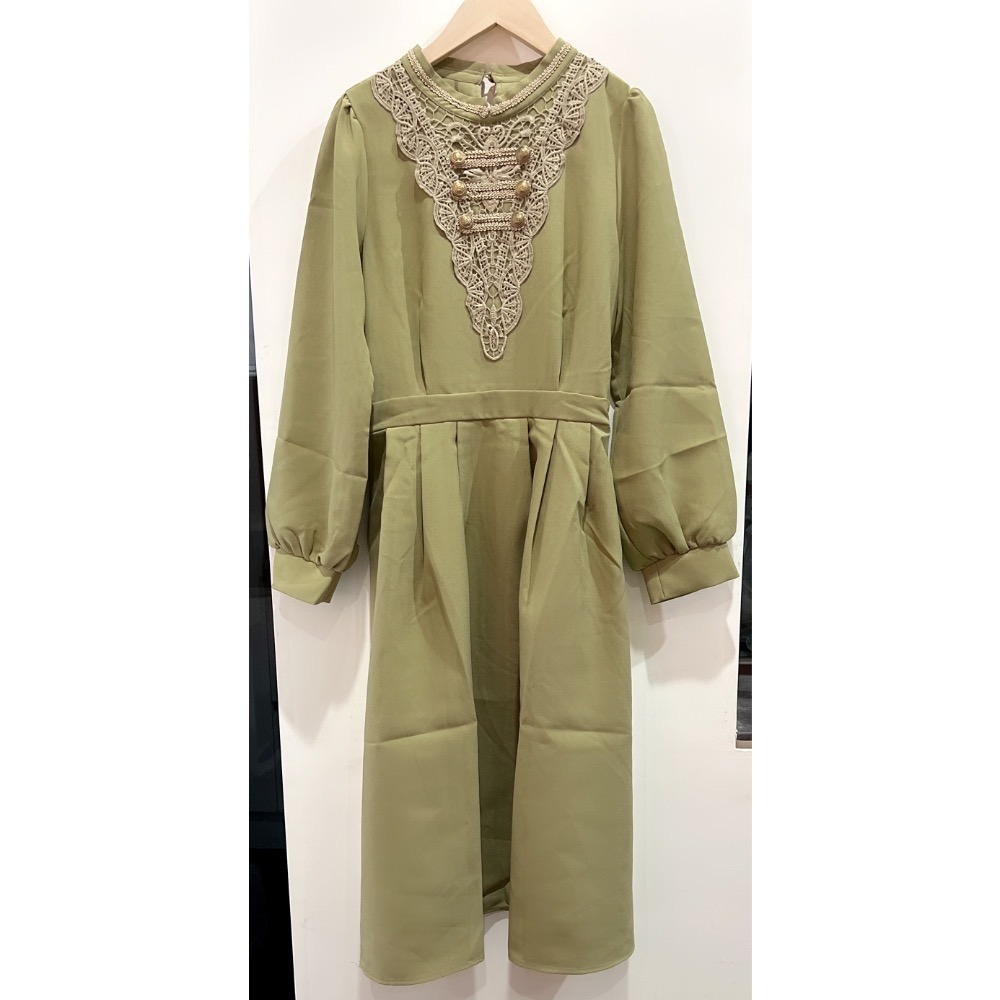 🌟【現貨】axes femme 拿破崙風黃綠色立領洋裝 正品 黃綠色 日牌 長洋 立領 日貨 日本品牌 長洋-細節圖2