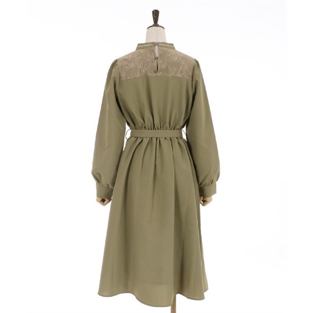🌟【現貨】axes femme 拿破崙風黃綠色立領洋裝 正品 黃綠色 日牌 長洋 立領 日貨 日本品牌 長洋-細節圖3