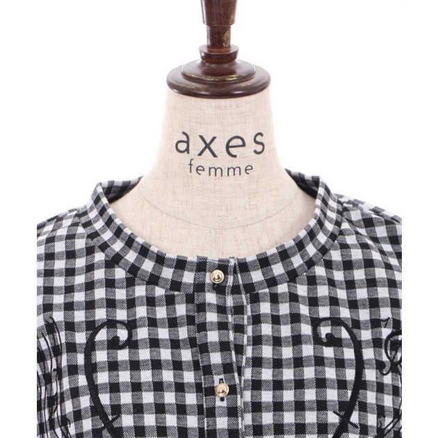 🌟【現貨】axes femme 樂譜刺繡短版外套 黑色 正品 日牌 日貨 日本品牌 外套 針織 高音譜記號 低音譜記號-細節圖6