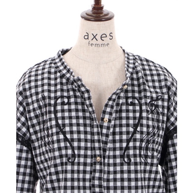 🌟【現貨】axes femme 樂譜刺繡短版外套 黑色 正品 日牌 日貨 日本品牌 外套 針織 高音譜記號 低音譜記號-細節圖8