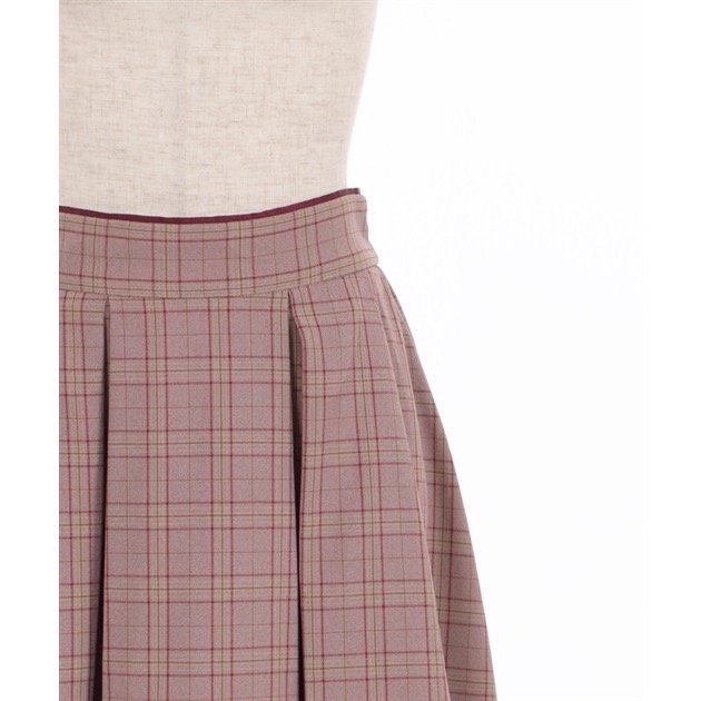 🌟 【現貨】axes femme 格紋拼接宮廷風長裙 酒紅色 正品 日牌 日貨 日本品牌 長裙 拼接-細節圖5