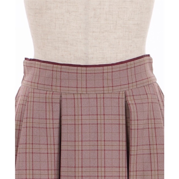 🌟 【現貨】axes femme 格紋拼接宮廷風長裙 酒紅色 正品 日牌 日貨 日本品牌 長裙 拼接-細節圖7