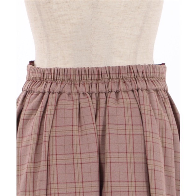 🌟 【現貨】axes femme 格紋拼接宮廷風長裙 酒紅色 正品 日牌 日貨 日本品牌 長裙 拼接-細節圖9