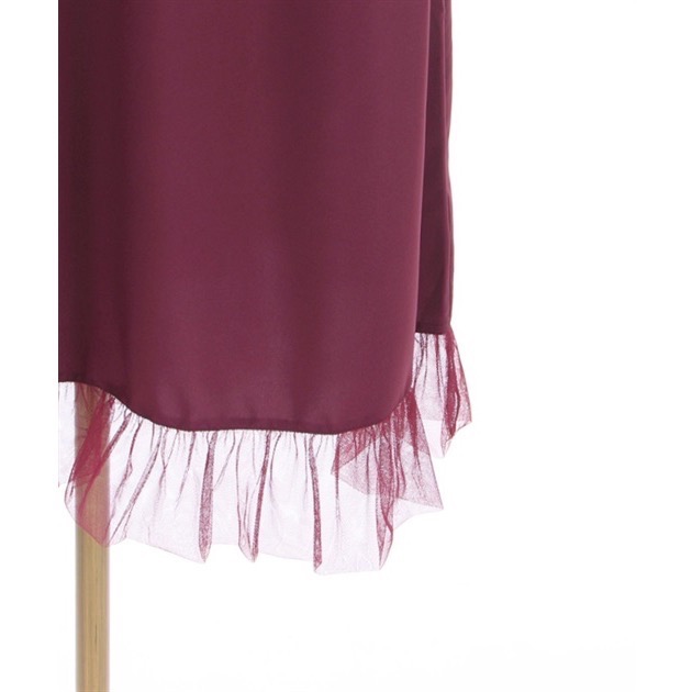 🌟 【現貨】axes femme 格紋拼接宮廷風長裙 酒紅色 正品 日牌 日貨 日本品牌 長裙 拼接-細節圖11