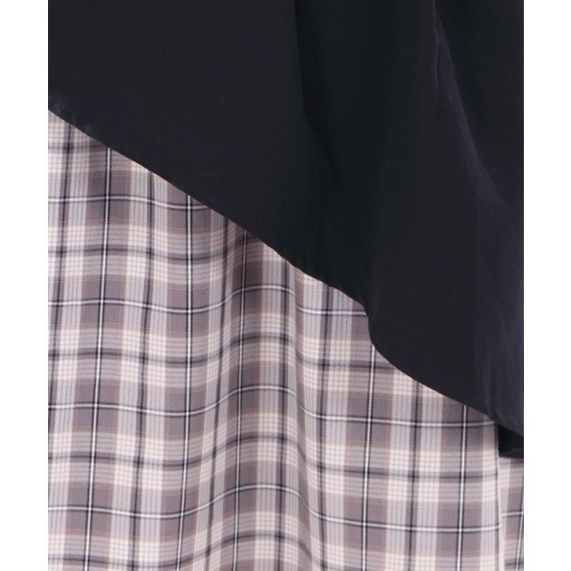 🌟【現貨】axes femme 不對稱雙色格紋長裙 深藍 正品 日牌 日貨 日本品牌 代購-細節圖8