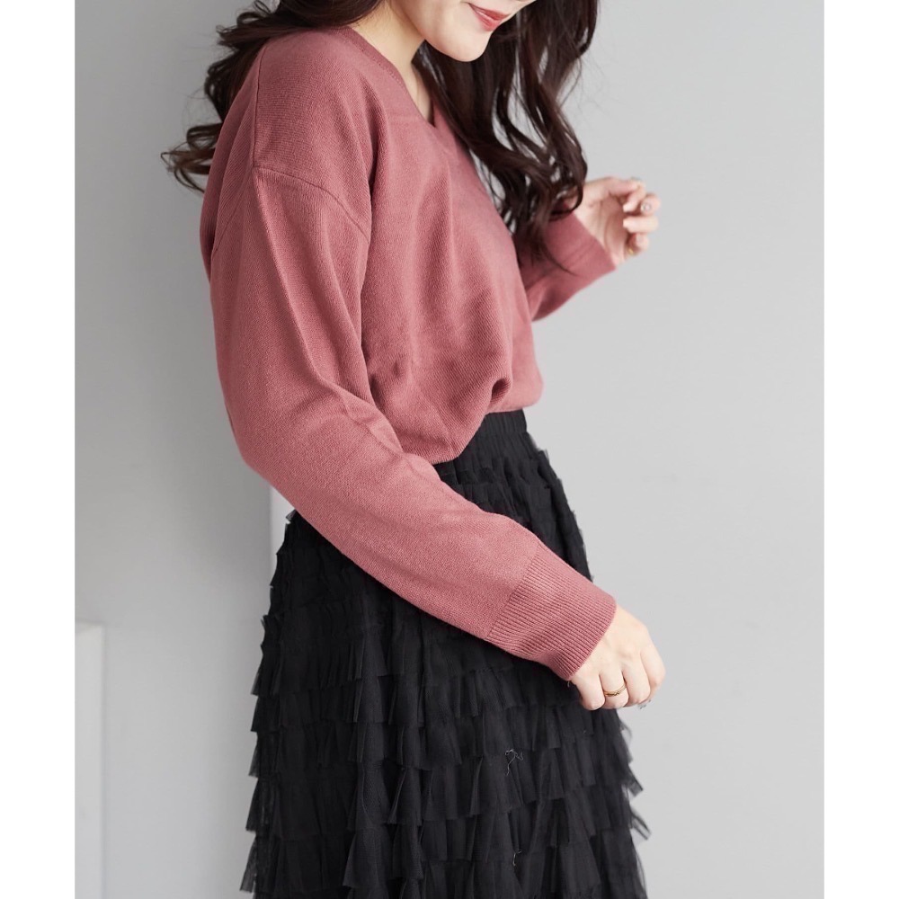 🌟 【現貨】 OLIVE des OLIVE V領仿羊毛套頭針織上衣 正品 多色 日牌 日貨 代購 上衣 針織 長袖-細節圖5