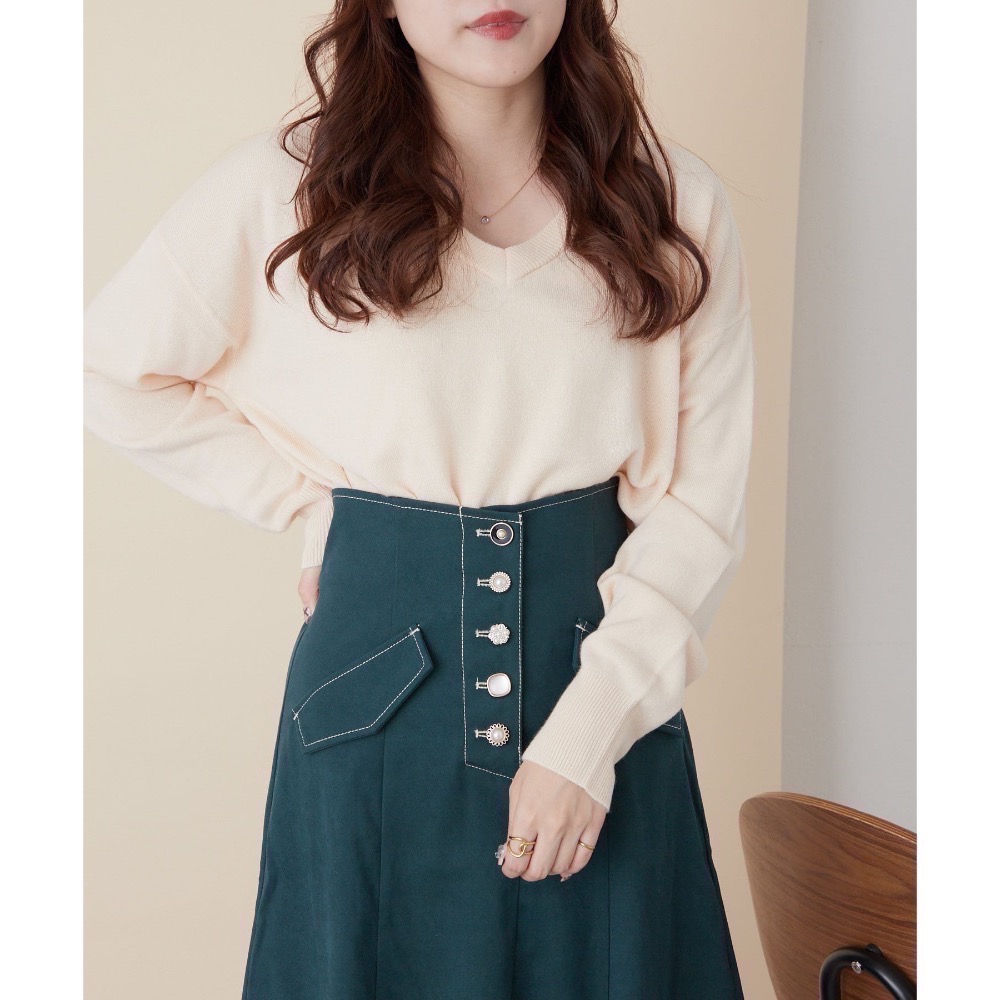 🌟 【現貨】 OLIVE des OLIVE V領仿羊毛套頭針織上衣 正品 多色 日牌 日貨 代購 上衣 針織 長袖-細節圖8