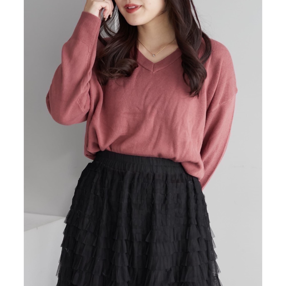 🌟 【現貨】 OLIVE des OLIVE V領仿羊毛套頭針織上衣 正品 多色 日牌 日貨 代購 上衣 針織 長袖-細節圖11