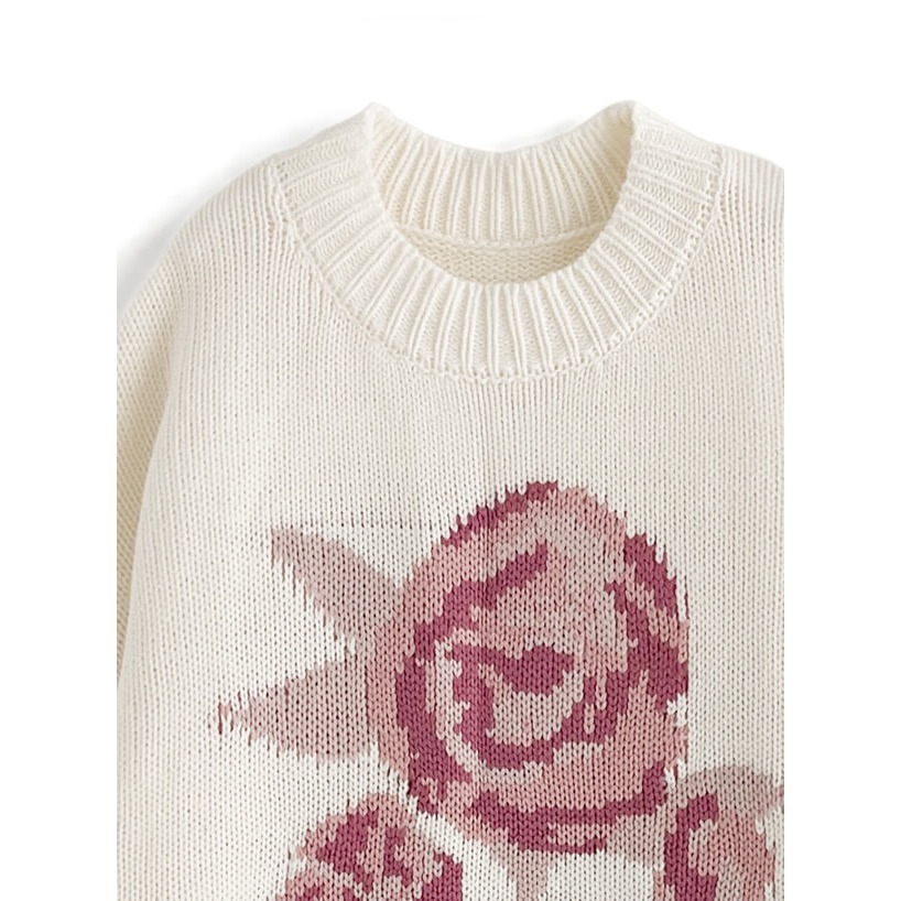 🌟【現貨】 GRL 花朵圖案提花針織毛衣 米杏色 全新正品 日牌 日貨 日本品牌 代購 針織 毛衣-細節圖5