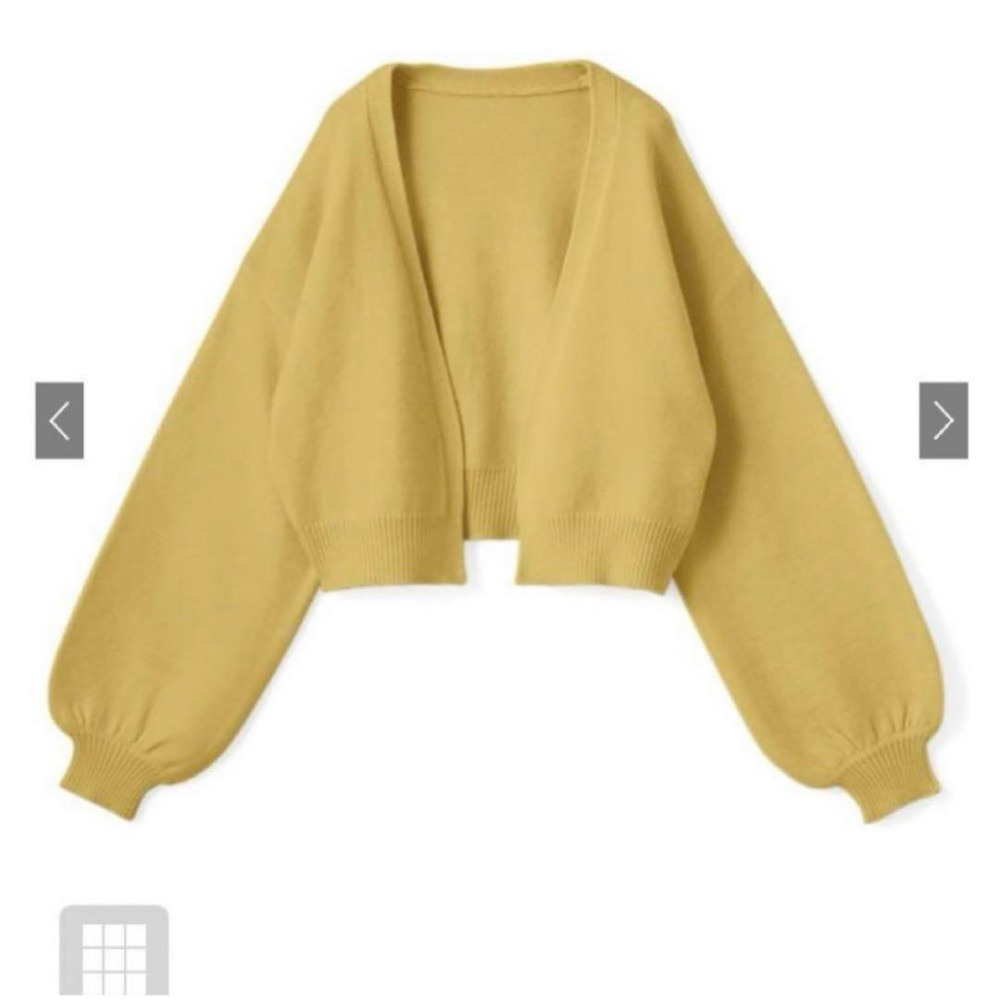 🌟【現貨】 GRL 澎澎袖短版針織外套 黃色 全新正品 日牌 日貨 日本品牌 代購 針織 毛衣 針織外套-細節圖2