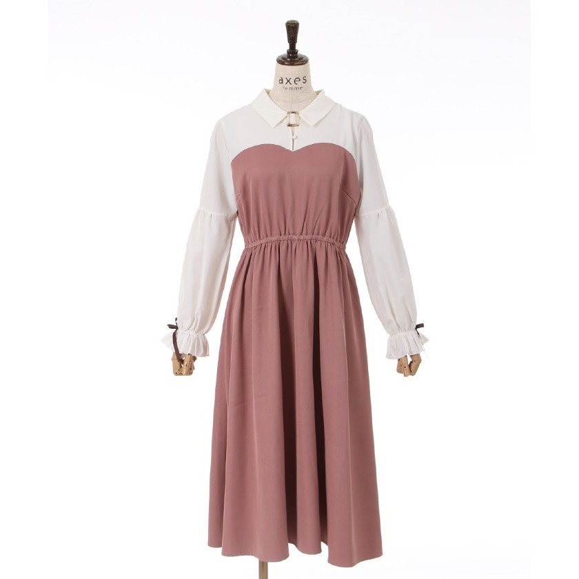 🌟【現貨】axes femme 拼接馬甲洋裝 粉 正品 日牌 日貨 代購 洋裝-細節圖2