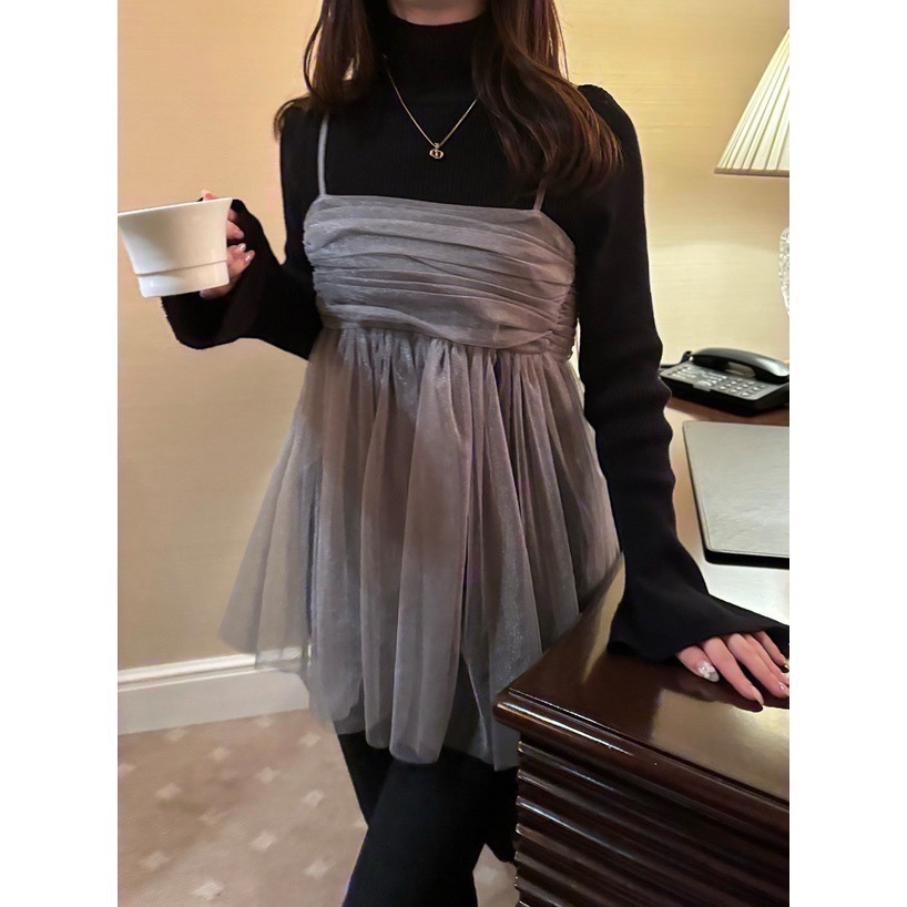 🌟【現貨】 GRL 珠光薄紗百褶傘狀細肩帶背心 多色 全新 正品 日牌 日貨 日本品牌 代購 上衣 薄紗-細節圖6