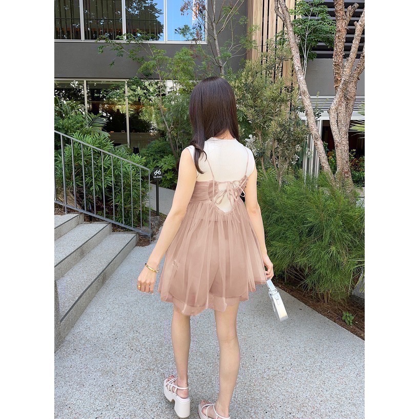 🌟【現貨】 GRL 珠光薄紗百褶傘狀細肩帶背心 多色 全新 正品 日牌 日貨 日本品牌 代購 上衣 薄紗-細節圖8