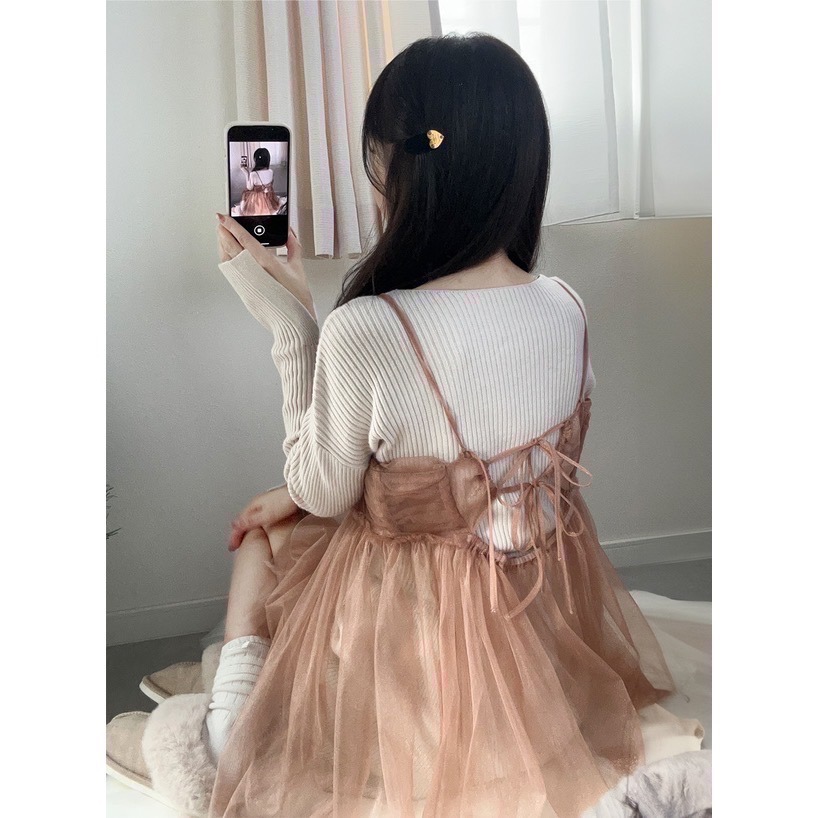 🌟【現貨】 GRL 珠光薄紗百褶傘狀細肩帶背心 多色 全新 正品 日牌 日貨 日本品牌 代購 上衣 薄紗-細節圖9