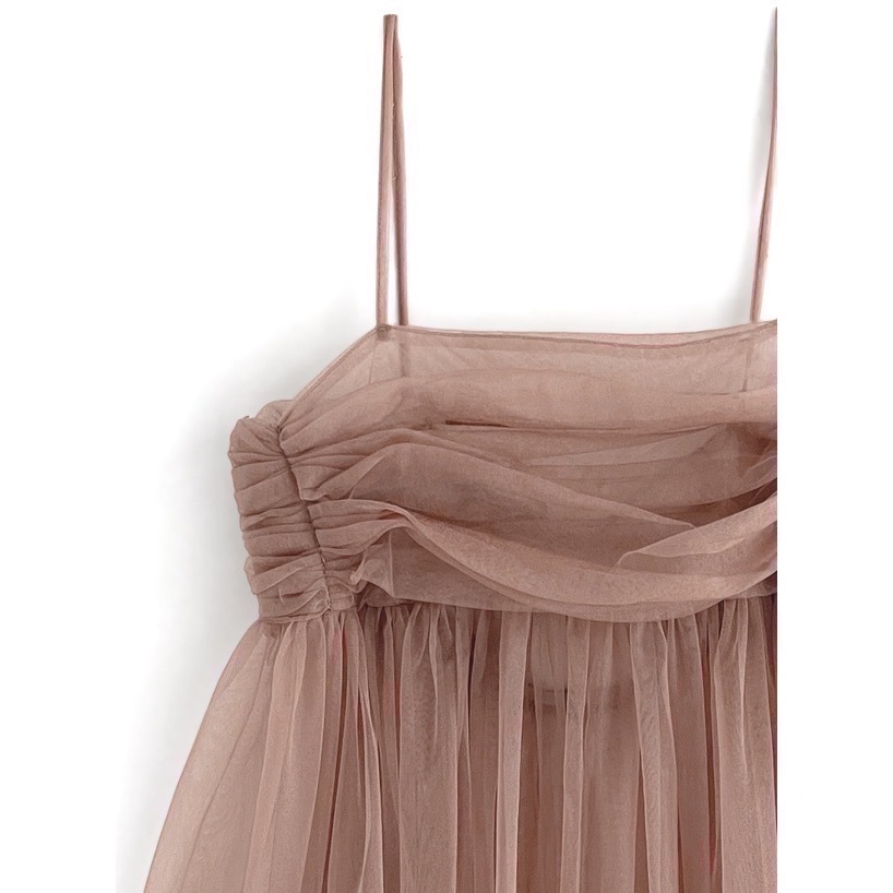 🌟【現貨】 GRL 珠光薄紗百褶傘狀細肩帶背心 多色 全新 正品 日牌 日貨 日本品牌 代購 上衣 薄紗-細節圖10