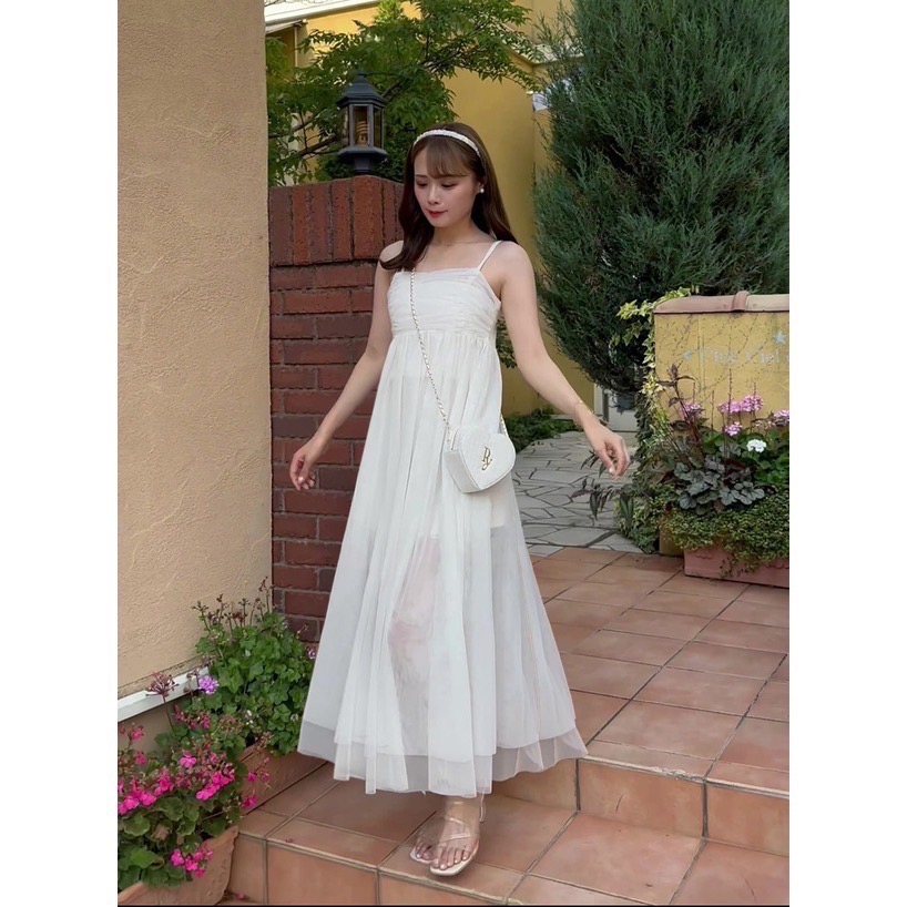 🌟 【現貨】GRL 抓皺網紗細肩帶洋裝 多色 全新 正品 日牌 日貨 代購 吊帶裙 背心裙 洋裝 網紗 紗裙-細節圖7