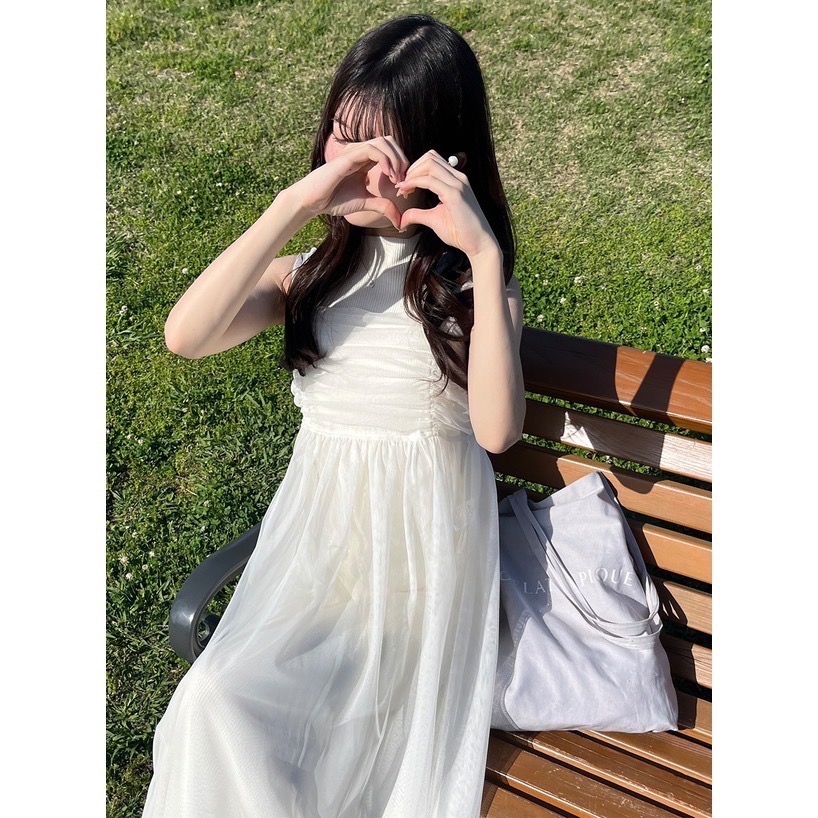 🌟 【現貨】GRL 抓皺網紗細肩帶洋裝 多色 全新 正品 日牌 日貨 代購 吊帶裙 背心裙 洋裝 網紗 紗裙-細節圖8