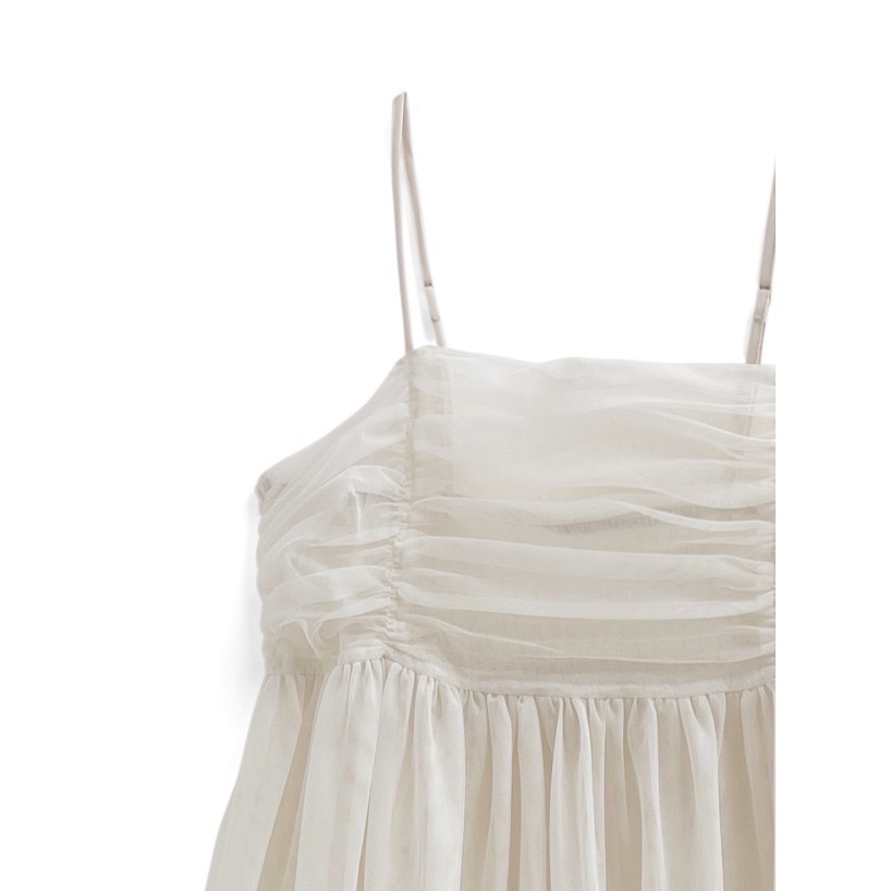 🌟 【現貨】GRL 抓皺網紗細肩帶洋裝 多色 全新 正品 日牌 日貨 代購 吊帶裙 背心裙 洋裝 網紗 紗裙-細節圖10