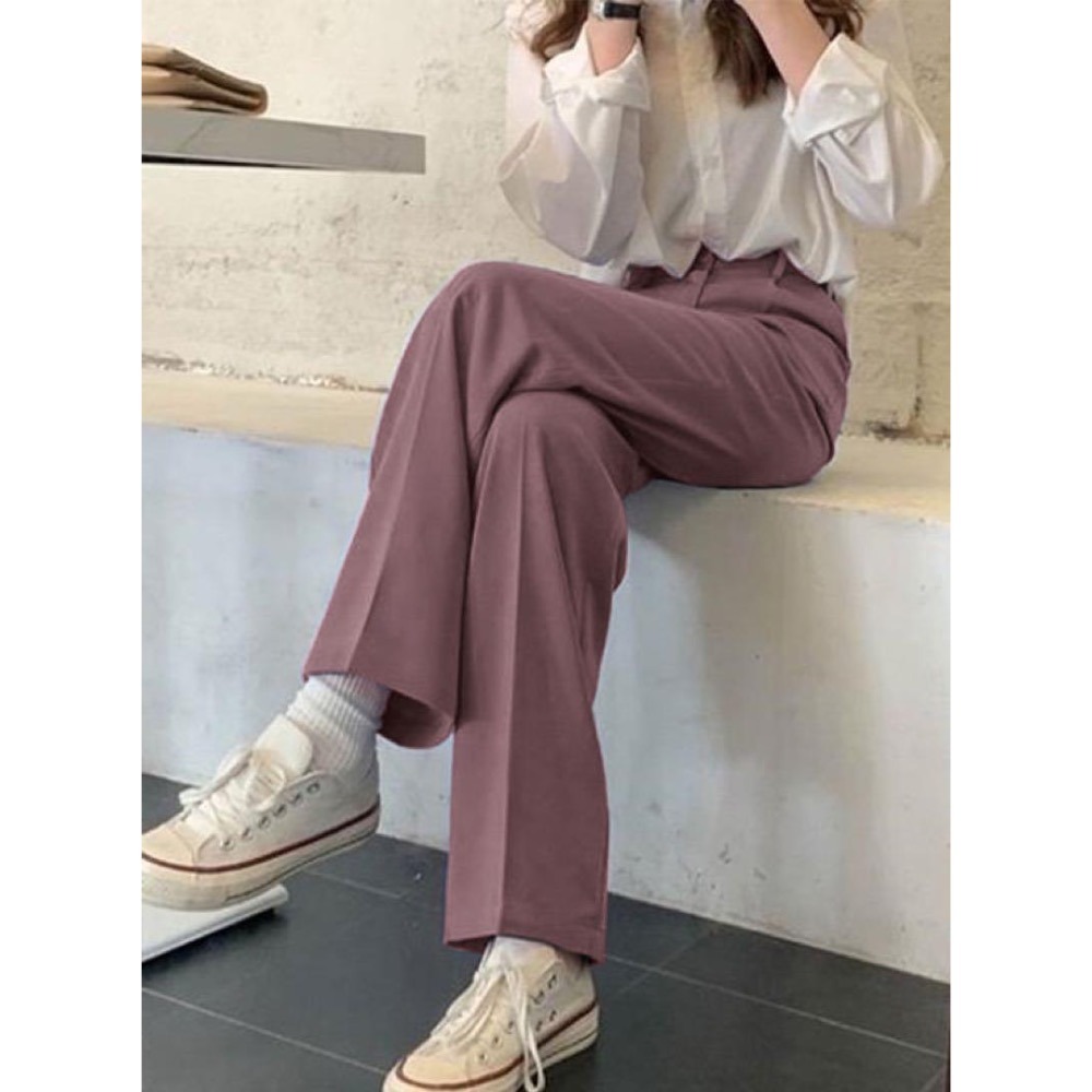 🌟【現貨】GRL 中摺線直筒褲 S 薰衣草紫 全新正品 日牌 日貨 日本品牌 代購 西裝褲 直筒褲 長褲-細節圖5