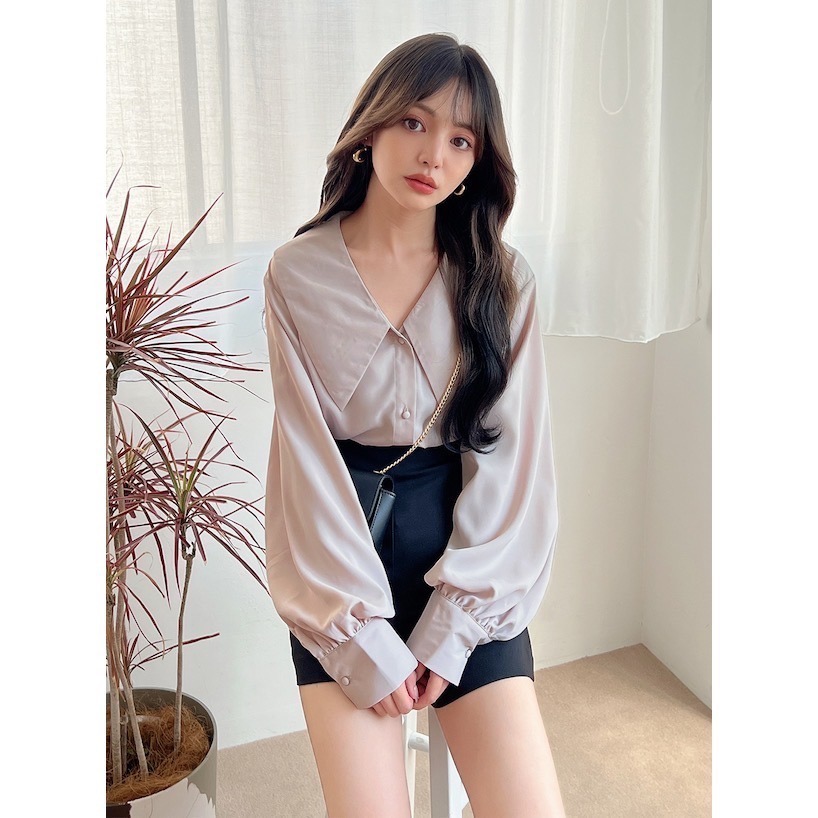 🌟【現貨】GRL 大翻領前後差圓領襯衫 F 全新正品 日牌 日貨 日本品牌 代購 襯衫 上衣 大翻領-細節圖2