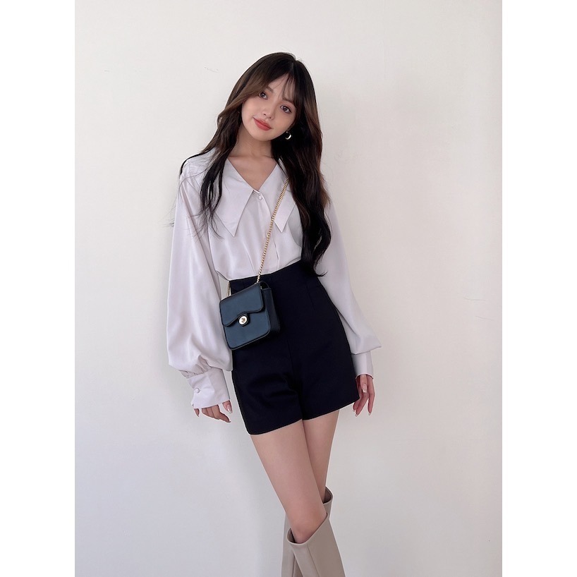 🌟【現貨】GRL 大翻領前後差圓領襯衫 F 全新正品 日牌 日貨 日本品牌 代購 襯衫 上衣 大翻領-細節圖3